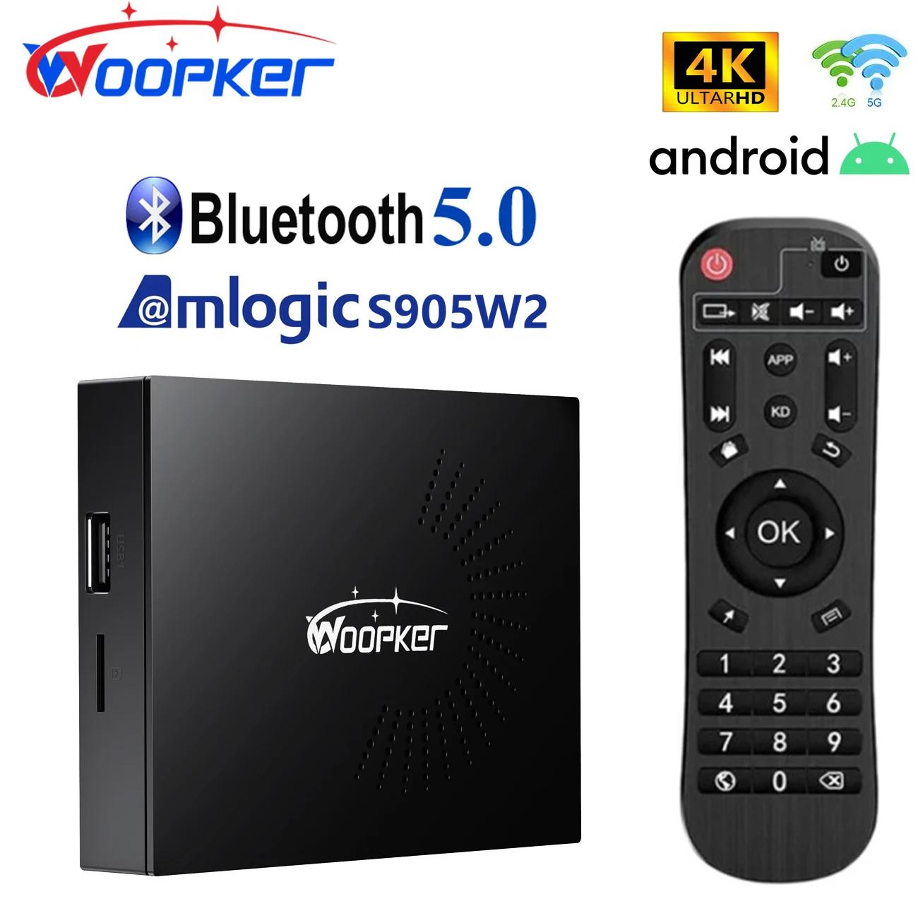 Woopker Ʈ TV ڽ DC 5V2A USB 2.0, ȵ̵ 11, Amlogic S905W2 ,  AV1 2.4  5G  BT 2G16G 4G32G 64G, Kw2